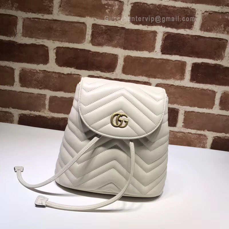 Gucci GG Marmont Matelassé Backpack White 528129